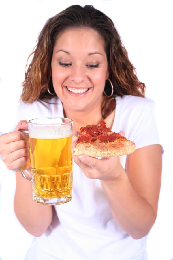 Attractive Young Woman With Food and Drink stock photos