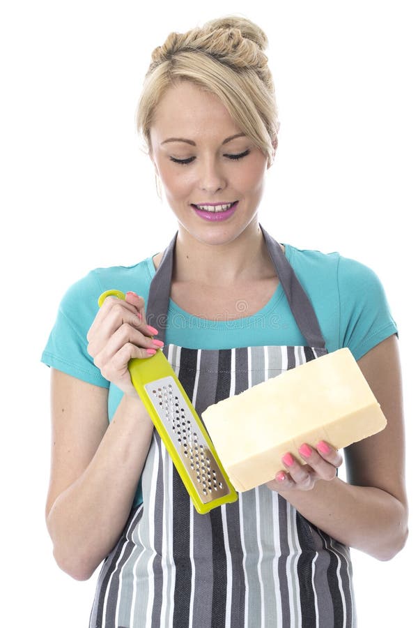 Attractive Young Woman Grating Cheese Stock Photos Free & Royalty