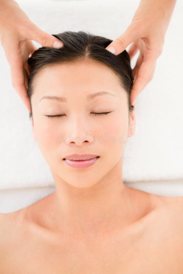 Attractive Young Woman Receiving Head Massage At Spa Center Stock Image Image Of 56818509