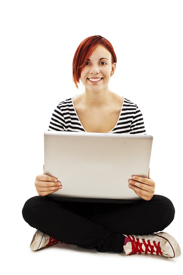Attractive young woman using notebook computer royalty free stock image Attractive young woman using notebook computer royalty free stock image