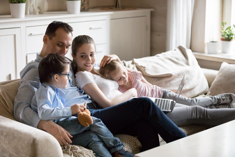 Happy family with children spend time at home royalty free stock images Happy family with children spend time at home royalty free stock images