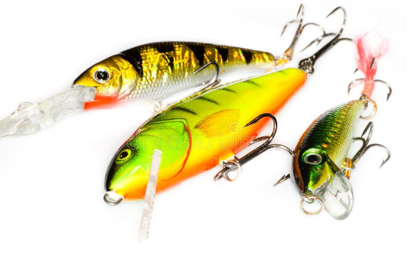 Isolated fishing baits on white background. Isolated fishing baits on white background