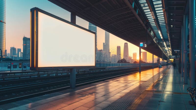 Attraktiv, lodrät, vit bildskärmsmockup på en modern stadslymalle i bakgrunden arkivfoto