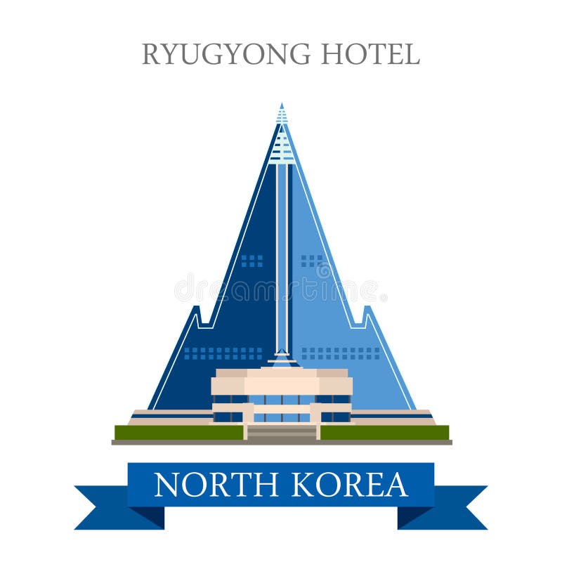 Attrazione piana di vettore di Pyongyang Corea del Nord dell'hotel di Ryugyong royalty illustrazione gratis
