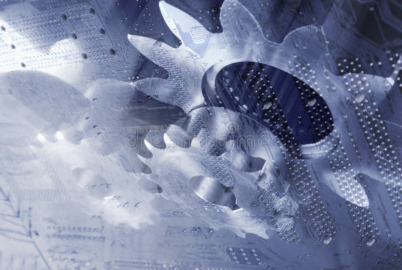 Ingranaggi e scheda circuitale fotografia stock libera da diritti