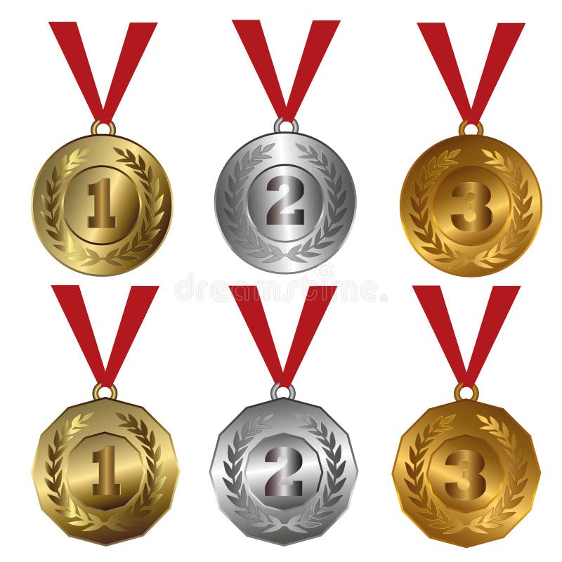 Attribuez les médailles or, les joints ou les médailles d'argent et en bronze illustration libre de droits Attribuez les médailles or, les joints ou les médailles d'argent et en bronze illustration libre de droits