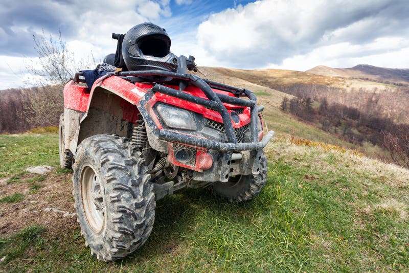 ATV on mountains landscape