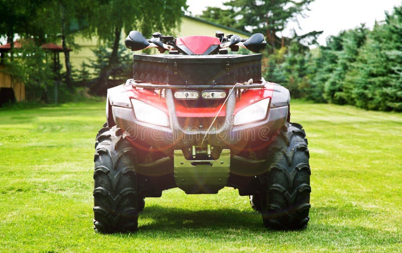 Quad in forest (ATV) stock image. Image of motorist, adult 4885715