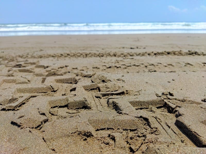 Atv Tire Tracks on the Sand of Pangandaran Beach Stock Photo Image of
