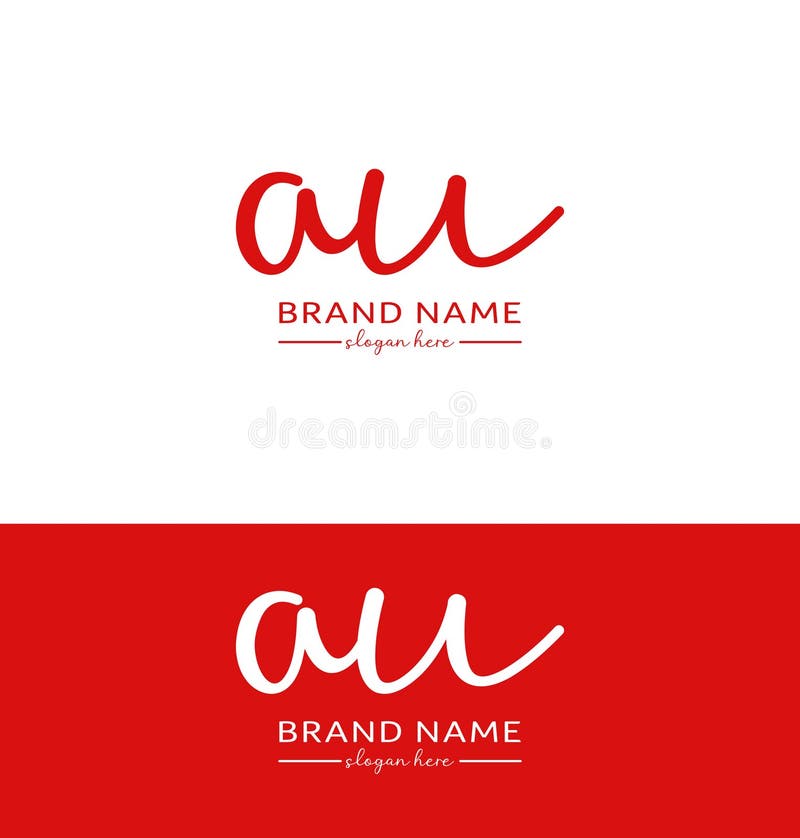 Au letter handwriting signature logo design au logo au letter icon royalty free illustration