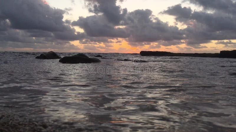 Aube au-dessus de l'océan pacifique vu de la plage dans Kapaa sur l'île de Kauai, Hawaï clips vidéos