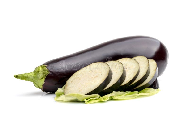 Aubergine or Eggplant on White Background Stock Image Image of
