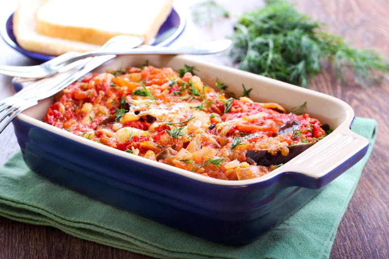 Aubergine in tomato sauce stock photo. Image of bake 44968506