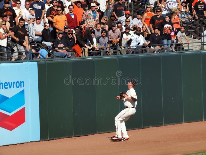 San Francisco Giants Vs. Florida Marlins: Giants left fielder Aubrey Huff Watches a home run fly over his head into the bleachers in the outfield . Taken July 28 2010 at ATT Park in San Francisco California. San Francisco Giants Vs. Florida Marlins: Giants left fielder Aubrey Huff Watches a home run fly over his head into the bleachers in the outfield . Taken July 28 2010 at ATT Park in San Francisco California.