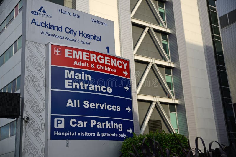 Signage for the entrance to Auckland City Hospital, New Zealand. Signage for the entrance to Auckland City Hospital, New Zealand