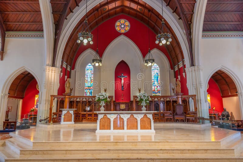 AUCKLAND, NEW ZEALAND, FEBRUARY 20, 2020: Interior of the Cathedral of St. Patrick and St. Joseph in Auckland, New Zealand