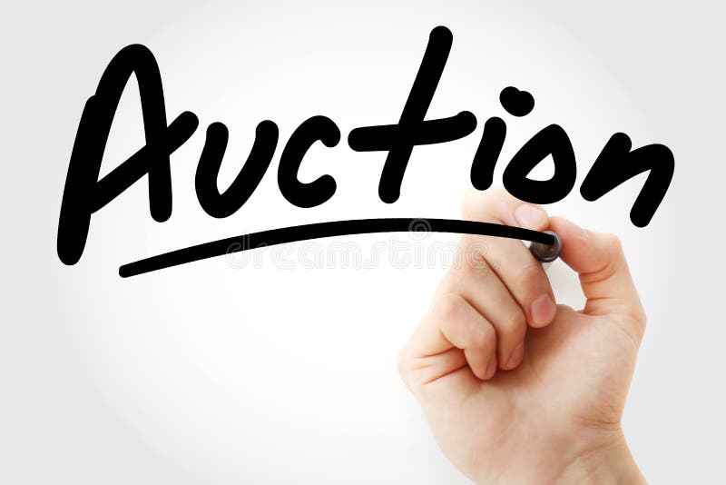 Auction text with marker stock photo. Image of auctioneer 197773474