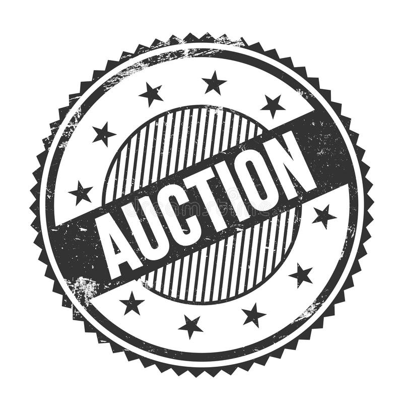 AUCTION Text Written on Black Grungy Round Stamp Stock Illustration Illustration of sign, text