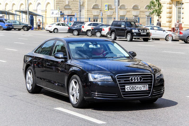 MOSCOW, RUSSIA - JUNE 2, 2013: Motor car Audi A8 at the city street.