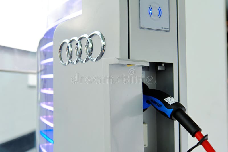 Audi A1 Etron Charging Station on Display Editorial Stock Photo