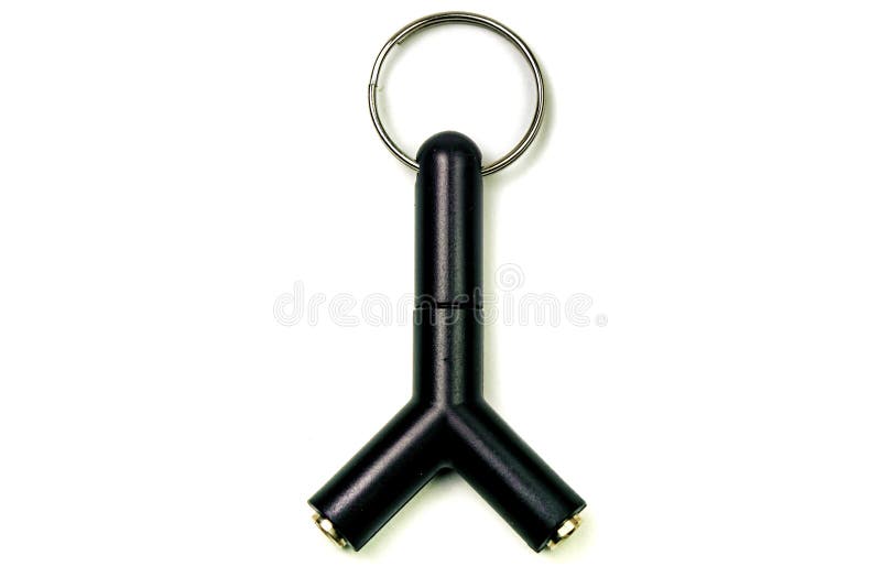 Audio Adapter with Two Microphone and Headphone Jacks Isolated on White