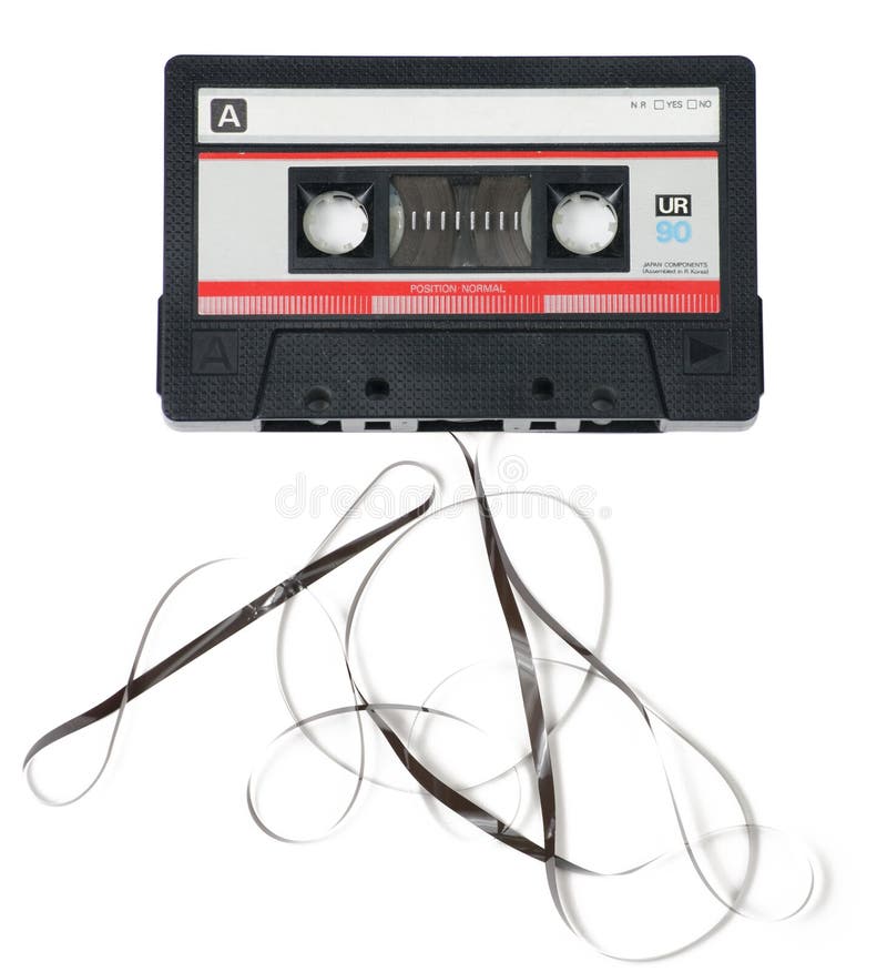 Audio Cassette with Tape Coming Out Stock Image Image of retro, 1970
