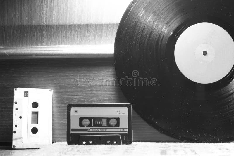 Audio cassettes and vinyl royalty free stock photography Audio cassettes and vinyl royalty free stock photography