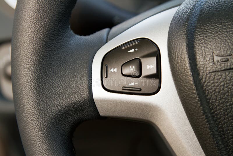 Audio Control Knob On Steering Wheel Stock Photo Image of button