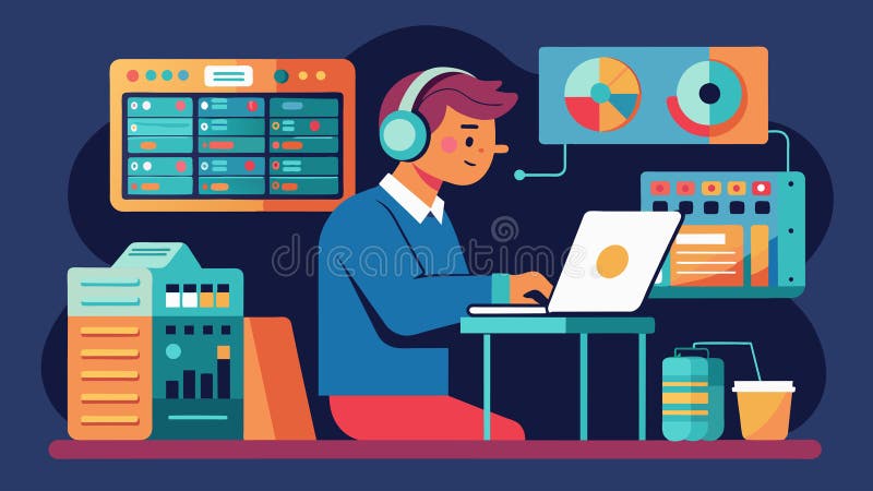 The audio engineer meticulously organized the studios database of audio files ensuring swift and efficient access to all vector illustration