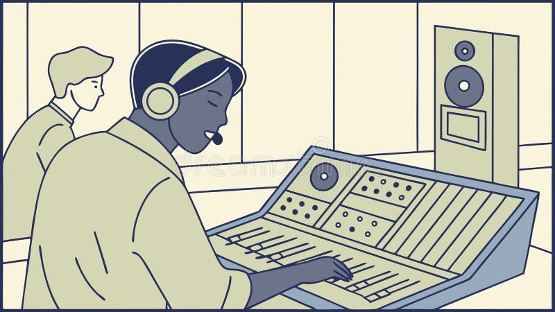 Audio Engineer at Soundboard, Professional Music Studio, vector design Generative AI stock illustration