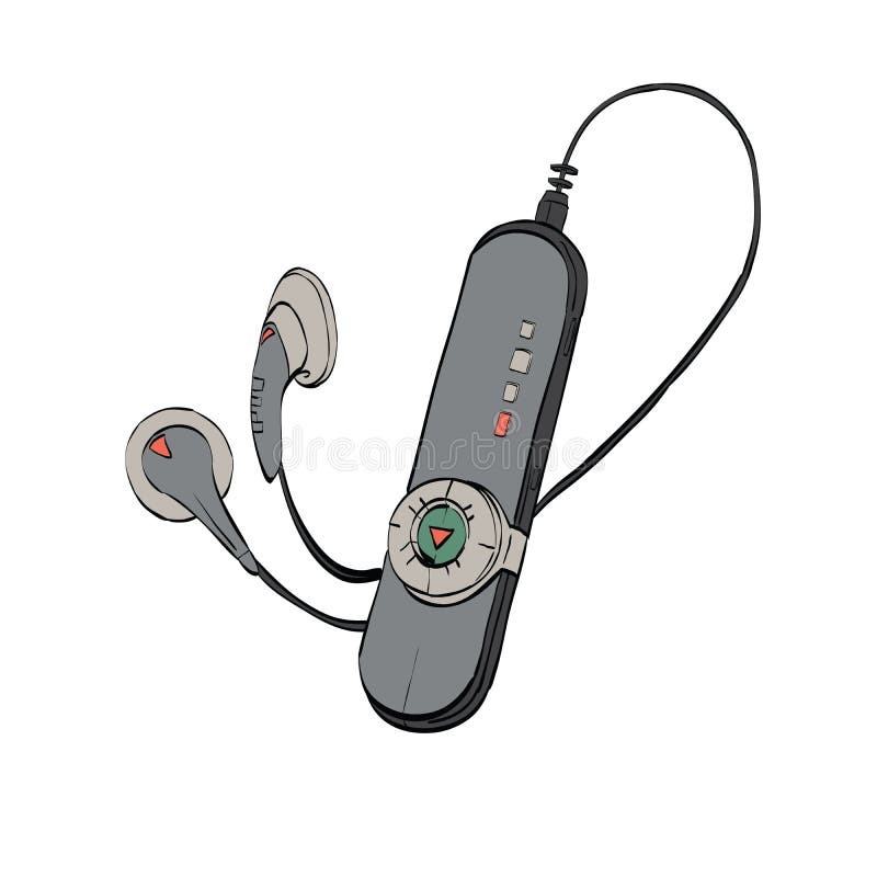 Audio giocatore mobile, ascoltando la musica e la radio illustrazione di stock Audio giocatore mobile, ascoltando la musica e la radio illustrazione di stock