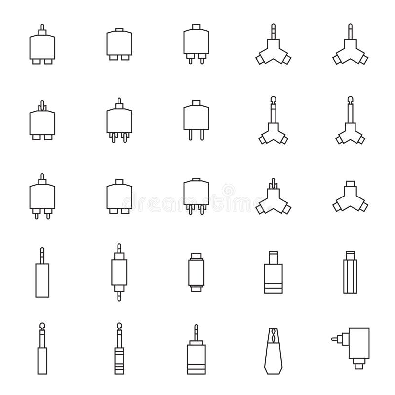 Audio Jack Connector Vector Icon Set Stock Vector Illustration of