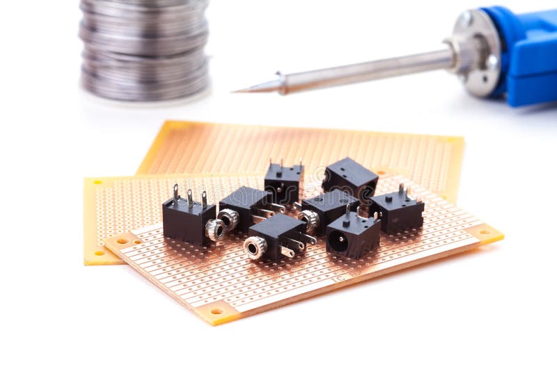 Audio jack placed on pcb stock photo. Image of integrated 48648868