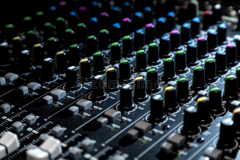 Audio mixer console stock image