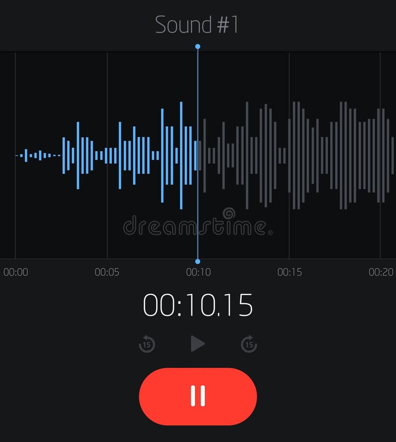 Audio player interface for creating music, recording voice or song. Audio player interface design stock illustration