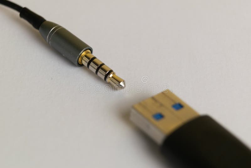 Audio Plug and USB Connector Stock Image Image of lightning, charge