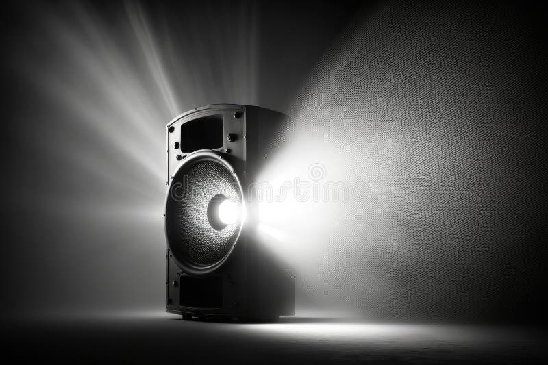 Audio Speaker on Stage with Spotlight, Illuminating the Scene Stock