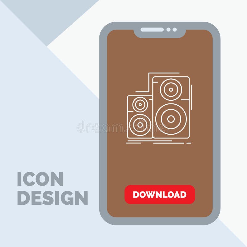 Audio, Stereoanlage, Monitor, Sprecher, Studio Linie Ikone im Mobile für Download-Seite lizenzfreie abbildung