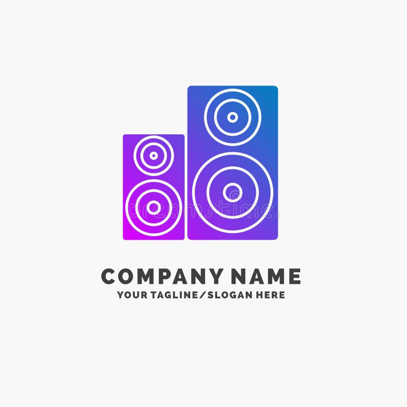 Audio, Stereoanlage, Monitor, Sprecher, Studio purpurrotes Gesch? ft Logo Template Platz f? r Tagline stock abbildung