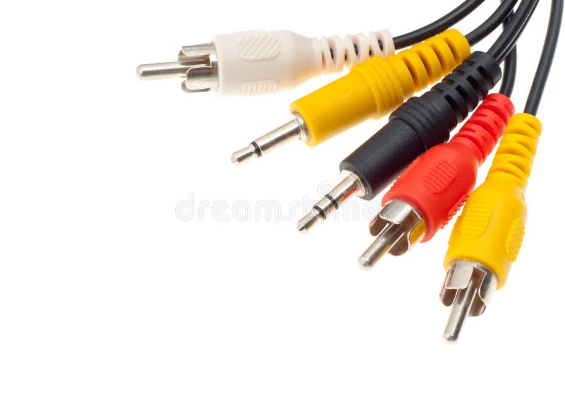 Audio and video cables stock image. Image of gold, input 19849527