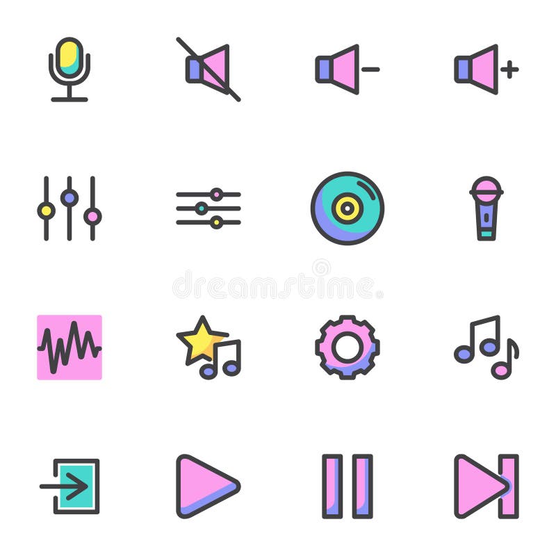 Audio-Video-Interface gefüllt Umrisssymbole vektor abbildung