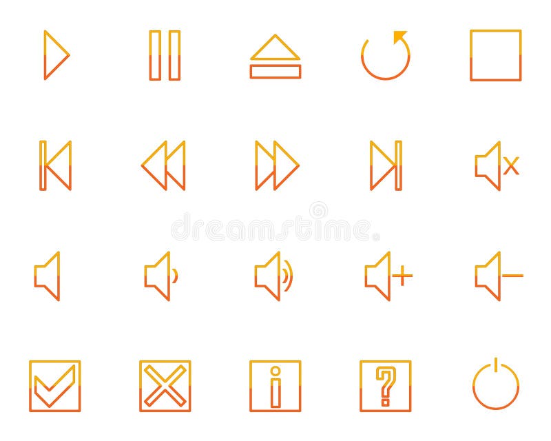 Audio video media icons set no.2 - orange