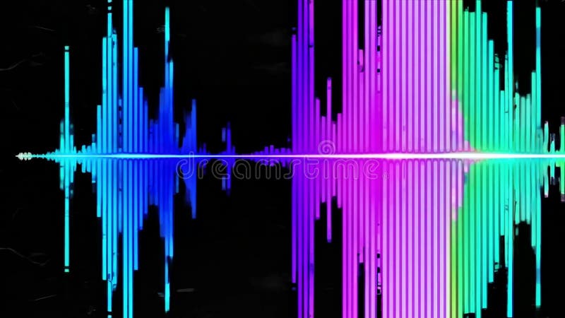 Audio waveform visualizations pulsing to music beats, dynamically reacting in vibrant patterns royalty free illustration