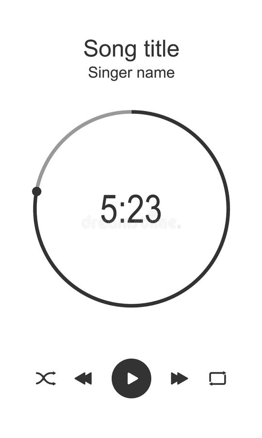 Audioplayer Interface with Round Loading Bar, Timer, Shuffle, Rewind