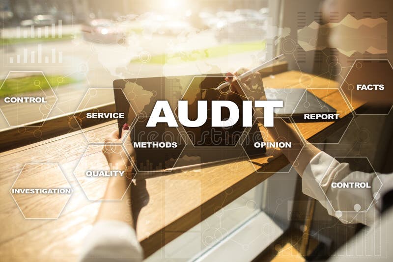 Audit business concept. Auditor. Compliance. Virtual screen technology. stock images Audit business concept. Auditor. Compliance. Virtual screen technology. stock images