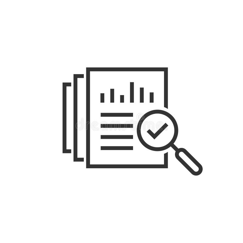 Audit document icon in flat style. Result report vector illustration on white isolated background. Verification control business