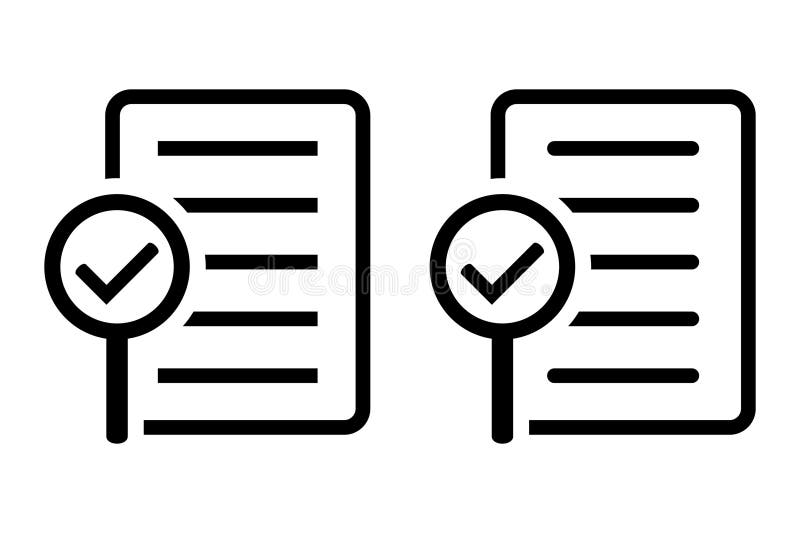 Audit icon. Simple element from audit collection. Document icon with magnifying glass and check mark. royalty free illustration