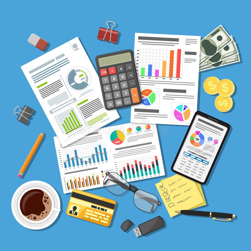 Auditant, processus d'impôts, concept de comptabilité illustration de vecteur Auditant, processus d'impôts, concept de comptabilité illustration de vecteur