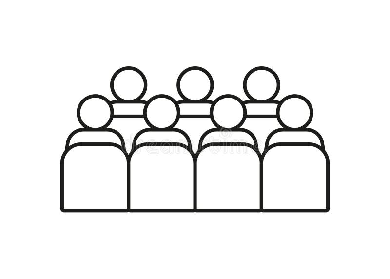 Auditoriu audiență cu pictograma spectator de persoane cu șezut pe linia din spate. educație în domeniul formării profesionale a î vector illustration