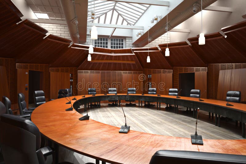 Auditorium vuoto moderno esecutivo dell'ufficio di affari con il lucernario sopraelevato illustrazione di stock Auditorium vuoto moderno esecutivo dell'ufficio di affari con il lucernario sopraelevato illustrazione di stock